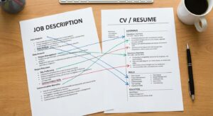 How to Write a Professional CV. A visual representation of transformation. Perhaps a before-and-after, where on one side there's a generic bullet point list (duties) and on the other, the same bullet points are transformed into more dynamic, achievement-focused statements, possibly with an arrow indicating the change.