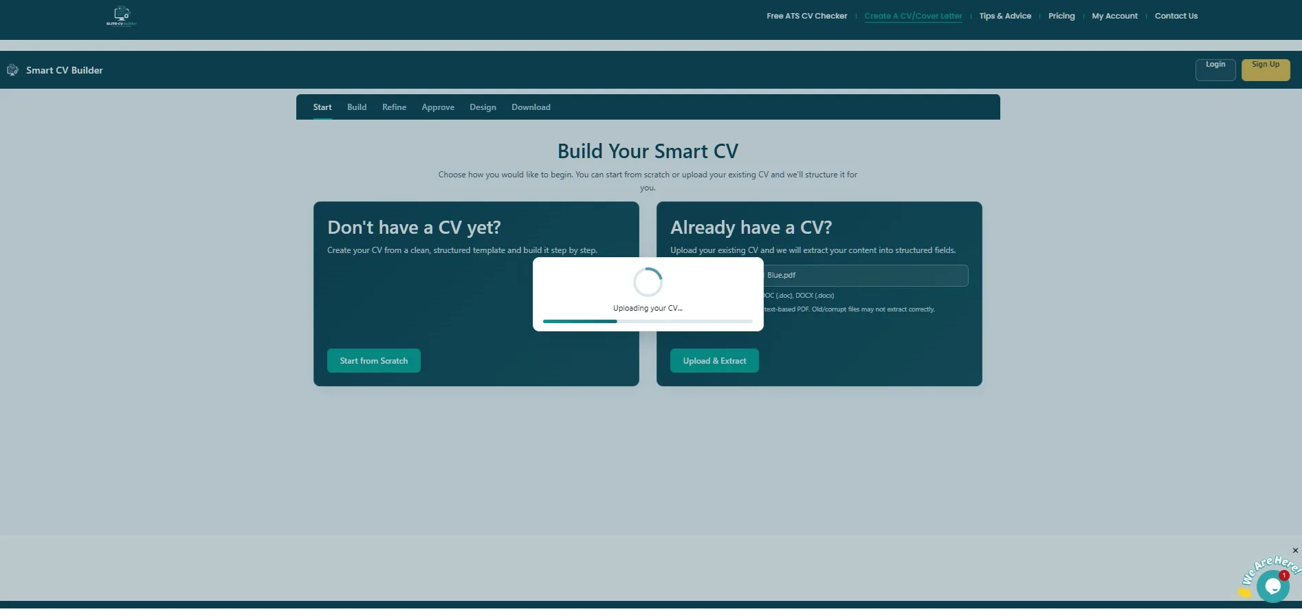 Checkout screen showing R250 Smart CV order summary with PayFast and PayPal payment options