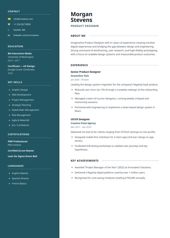 Professional CV template