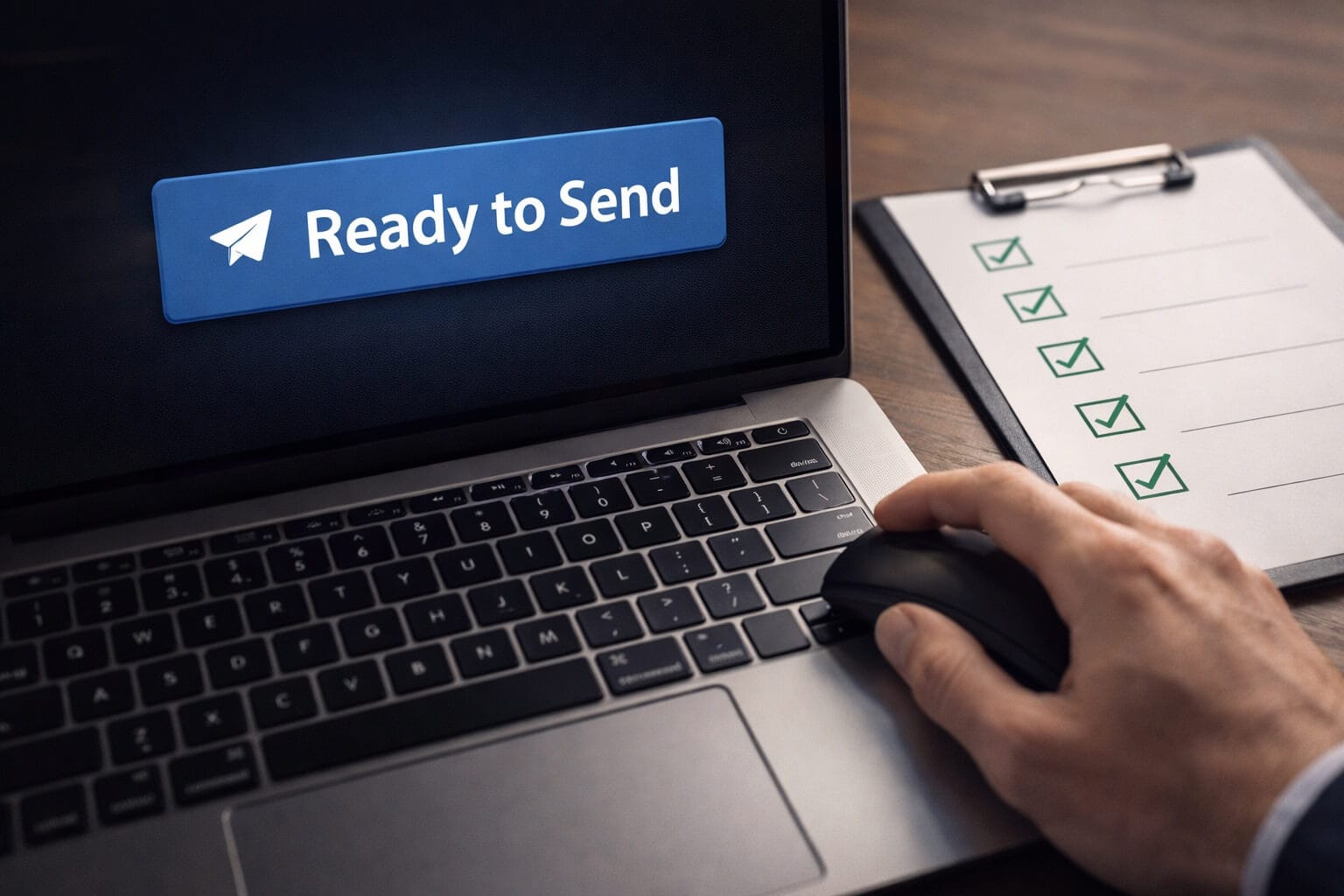 Job seeker reviewing a CV checklist before applying using Smart CV Builder on a laptop