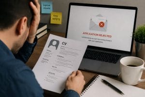 cv not getting interviews, man looking at cv