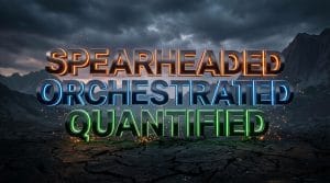 10 power verbs to transform your cv. Bold, 3D metallic typography featuring high-impact CV words like "Spearheaded," "Orchestrated," and "Quantified" on a dark, professional background.