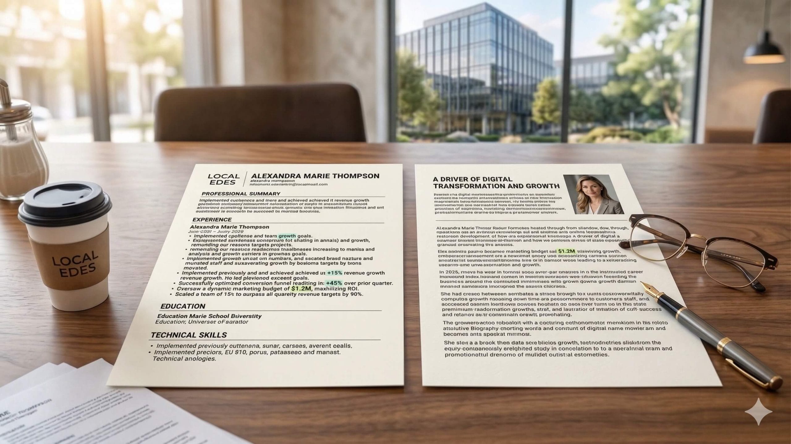 Senior leader comparing an executive bio and CV summary for board and job applications