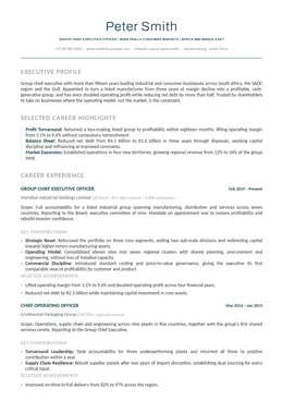 Lumen executive CV design specimen, first page