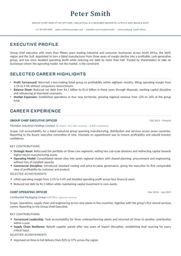 Whitehall executive CV design specimen, first page