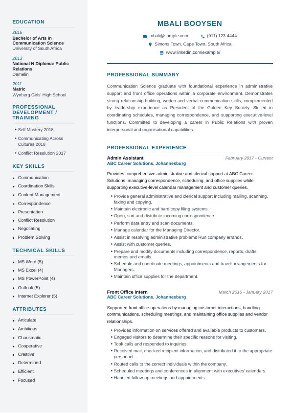 Smart CV Builder 2 Classic CV template