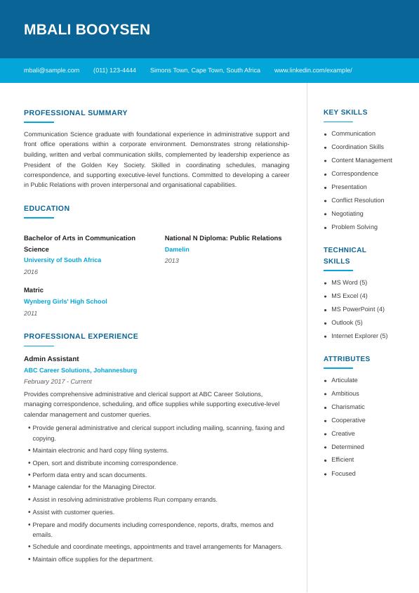 Right Panel CV template
