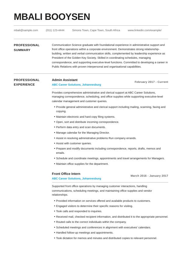 Side Heading CV template