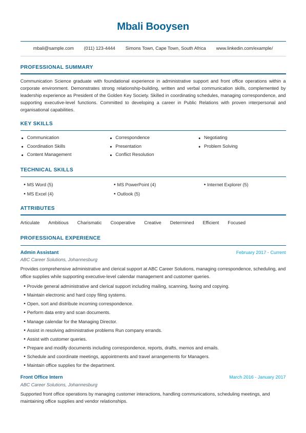 Smart CV Builder 5 Structured CV template