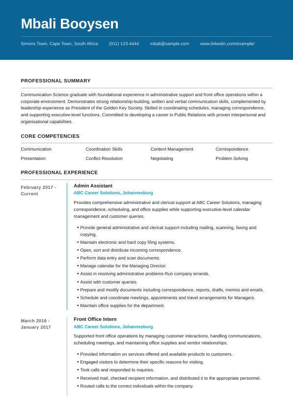 Tabular CV template
