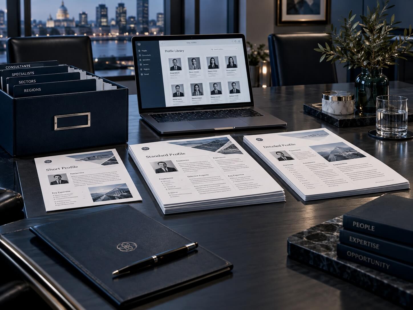 Consultant profile documents and a digital profile library